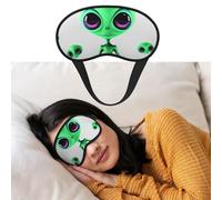 Green Alien Sleep Mask Soft Blackout Eye Mask with Adjustable Strap Comfortable Eye Shade Cover for Women Men Deep Rest Travel Work Home