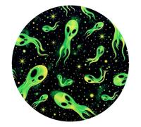 Green Alien Space Pattern Small Round Mouse Pad, Anti-Slip Rubber Computer Mousepad for Office Home Gaming Laptop, 10 x 10 Inch