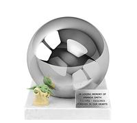 Green Alien Themed Cremation Urn for Adults - Sci-Fi Inspired Stainless Steel Sphere Memorial - Unique Modern Urn for Ashes (Adult Size)