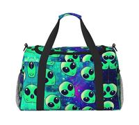 Green Aliens Hand Travel Bag - Large Reusable Shopping Bag, Ideal for Camping, Sports, Gym, and Outdoor Activities