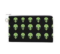 Green Aliens Heads Cute Zero Wallet for Women Men Lightweight Coin Pouch with Zippered