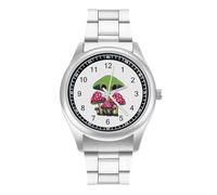 Green Aliens Mushroom Minimalist Men's Wrist Watches Alloy Analogue Quartz Watch Fashion Accessories