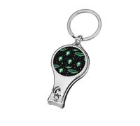 Green Aliens Nail Clipper Portable Metal Fingernail and Toenail Clippers Cutters with Bottle Opener Keychain