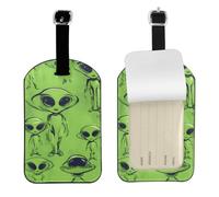 Green Aliens Print 4.3 X 2.76 Inch Cute Tags Elegant Luggage Tags Suitcases Stylish Travel Accessories
