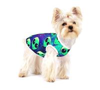 Green Aliens Print Adorable Cotton Small Dog Clothes Pet Shirt, Soft Breathable Sleeveless Tank Top For Puppy, Cats And Chihuahua