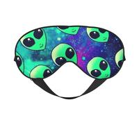 Green Aliens Print Comfortable Eye Mask Full Coverage Lightweight Men Women Outdoor Travel Relaxation