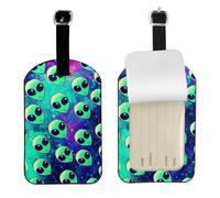 Green Aliens Print Functional Tag Stylish Luggage Tag 4.3 X 2.76 Inch Essential Accessory Suitcases
