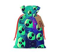 Green Aliens Print Gift Drawstring Bags Reusable Present Sack Versatile Birthday Holiday Party Favors