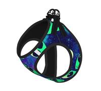 Green Aliens Print Harness Leash Set For Cats And Dogs, Reflective Adjustable, Soft Breathable Mesh Vest With Escape-Proof Lead, For Small Pets And Kitten Puppies