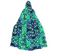 Green Aliens Print Hooded Cape Unisex Cloak Cape Halloween Christmas Cloak Costumes Party Cape Cosplay