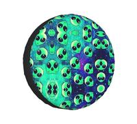 Green Aliens Print Tire Covers Trailers Universal Spare Tire Cover, Weatherproof Wheel Travel Truck