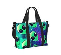 Green Aliens Print Travel Duffle Bag,Handheld Shoulder Weekender Overnight Bag for Travel,Gym,Yoga