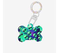 Green Aliens Printing Cute Acrylic Dogs Tag Double Side Bone Shap Id Tags with Keychain for Pet Crafts Decorations