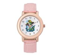 Green Aliens Weed Leather Fashion Women Watch Simplicity Round Wristwatch Easy Reader Ladies Watches