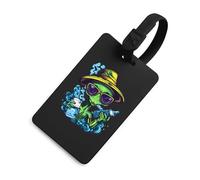 Green Aliens Weed Luggage Tags Cruise Essentials Holders Privacy Protection Bag Tag Baggage Identifier for Suitcases Backpacks