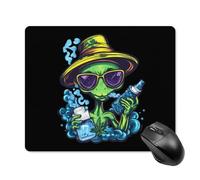 Green Aliens Weed Non-Slip Square Mouse Pad Rubber Base