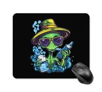 Green Aliens Weed Non-Slip Square Mouse Pad Rubber Base