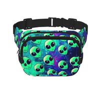 Green Aliens Zipper Fanny Pack, Crossbody Bags with Adjustable Strap for Jogging, Cycling