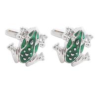 Green Alloy Frog Cufflinks for Men, 1 Pair French Shirt