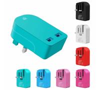 (Green) Ameego Folding Dual USB Plug | Dual USB Wall Charger