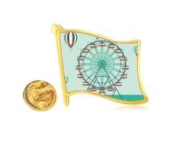 green amusement park pattern Golden Metal Flag Lapel Pin Badge