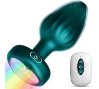 (green) Anal Plug Adult Sex Toys 10 Modes Vibrating Butt Plug LED Colorful Light up Remote Control for Prostate Massage Adult Toys