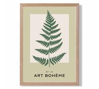 Green and Beige Fern Flower Market Simplicity Framed Print SIZE: A3 with Oak Frame ARTZE Green A4