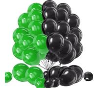 Green and Black Balloons 10 Inch 25-Pack Gamer Boys Men Jungle Football Theme Birthday Decorations Gaming Video Game Balloons Baby Shower Party Supplies Decorative Balloon for Sports Parties