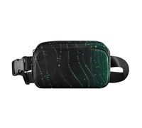 Green and Black Design Sense Technology Sense Lines Fashionable Fanny Waist Pack for Women Men Small Sling Bag Travel Accessory with Adjustable Strap for Travel Running Hiking