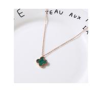 (Green and black double-sided) Titanium steel 18k rose gold four-leaf clover necklace, women often wear double-sided black agate collarbone chain, a popular Internet celebrity
