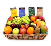 Green and Black Fruit Basket - Fruit Gift Baskets and Gift Hampers with Next Day UK delivery with Personal Message attached