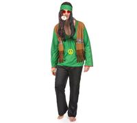Green and black hippie costume for men