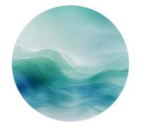 Green and Blue Abstract Ocean Wave Texture Round Mouse Pad, Mousepad with Non-Slip Rubber Base, Computer Gaming Pads for Wireless Mouse, Easy Gliding