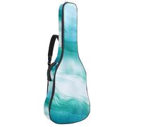 Green and Blue Abstract Water Color Ocean Wave Texture Acoustic Guitar Bag Thick Padded, Waterproof Guitar Gig Bag for 40 41 42 Inch Guitars