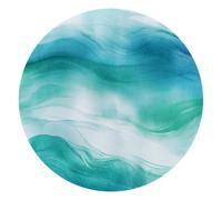 Green and Blue Abstract Water Color Ocean Wave Texture Small Round Mouse Pad, Anti-Slip Rubber Computer Mousepad for Office Home Gaming Laptop, 10 x 10 Inch