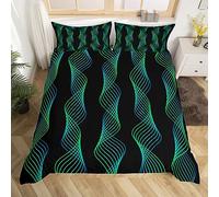 Green and Blue Bedding Set Green and Blue Striped Duvet Cover Geometric Spiral Comforter Cover Kids Toddler Modern Geometric Bedspread Cover Breathable Bed Set With 1 Pillow Case Single