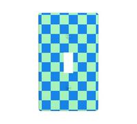 Green and Blue Chessboard Pattern Light Switch Cover Decorative Single Toggle 1 Gang Wall Plate for Kitchen Farmhouse Bedroom Bathroom Art Decor