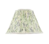 Green and Blue Floral Victorian Scallop Cotton Fabric Lamp Shade with Embroidered Trims | 35cm x 22cm | White Faux Silk Lining by Happy Homewares