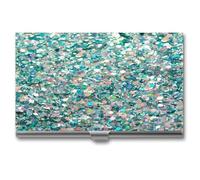 Green and Blue Glitter Sparkles Business Card Holder,Slim Professional Card Case, Ideal Business Card Organizer and Gift Card Holder for Men Women