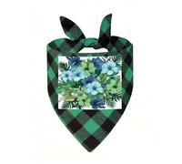 Green and Blue Hibiscus Dog Bandanas for Small Medium Large Dogs Cats | Soft Polyester Pet Triangle Scarf Kerchief Novelty Pet Bib for Birthday, Photo Shoots, Wedding, Parties Pet Accessories