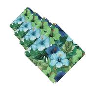 Green And Blue Hibiscus Flowers 4 Pcs Car Air Freshener Lavender Hanging Scented Cards Automotive Scented Hanging Sheets Square For Car Home Office Closet Bathroom