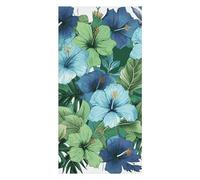 Green And Blue Hibiscus Flowers Beach Towels Extra Large, Quick Dry Absorbent Multipurpose, Oversized Beach Towel, Sand Free Foldable Lightweight, Travel Towel, For Beach Pool Camping Travel Vacation,