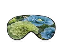 Green and Blue Hibiscus Flowers Eye Mask, Adjustable Strip, Blocks Light Sleep Mask, Sleep Eye Mask for Night Sleeping Travel Nap 8.1 * 4.1 Inches