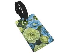 Green and Blue Hibiscus Flowers Luggage Tags for Suitcases, PVC Suitcase Tag with Secure Strap Suitcase Identifier with Privacy Name Card for Travel Bag Tags Personalized Baggage Tag for Women Men