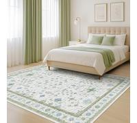 Green and Blue Kids Rugs for Bedroom 5x8 - Oushak Boho Cute Area Rug, Washable Low Pile Non-Slip Soft Foldable Indoor Carpet for Nursery, Playroom