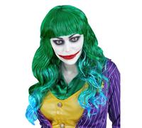 Green and blue psychopathic wig for women