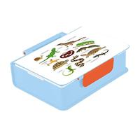 Green and Brown Pet Reptiles Frog Iguana Lizard Snake Newt Turtle Blue Bento Lunch Box, ABS PP Silicone BPA Free Container Microwave and Dishwasher Safe, Leak-Proof Holder Tote Bag Handbag