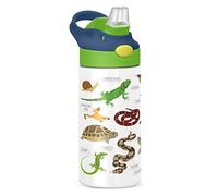 Green and Brown Pet Reptiles Frog Iguana Lizard Snake Newt Turtle Tumbler with Lid & Straw, Boys Girls Stainless Steel Double Wall Cup Water Bottle BPA-Free Vacuum Insulated Thermal Mug 11.8 Oz