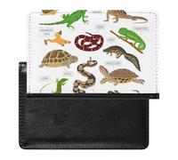 Green and Brown Pet Reptiles Frog Iguana Lizard Snake Newt Turtle Women's Passport Protector, Men's Passport Protector, PU Travel Passport Protector for Women Men Worker 5.8 x 3.9 x 0.4 inch