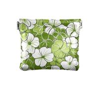 Green and FLOWER and whites Women's Leather Coin Purse Cute Jewelry for Men Women Travel, green and FLOWER and whites, Decoration